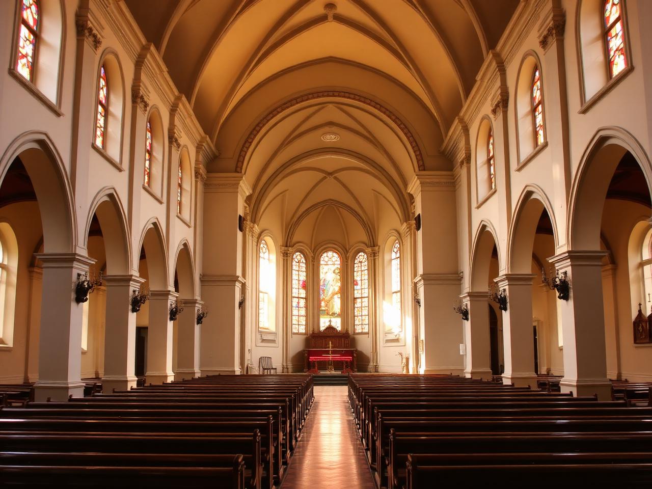 Interno di una chiesa con luce calda